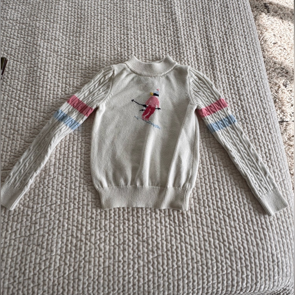 Kids Cream Sweater with Colorful Sleeves